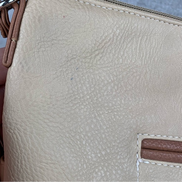 Multi Sac Crossbody Bag Tan & Cream‎ Lots Of Pockets Adjustable Travel Purse - Picture 9 of 14